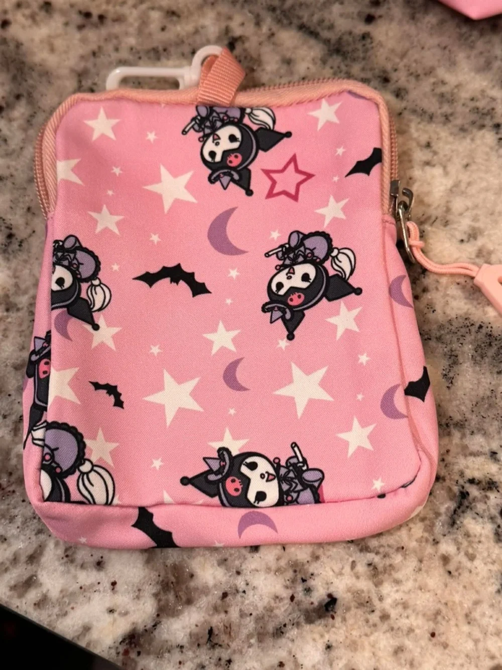 Kuromi 4pc set small zipper tote, phone cross body, zipper pouch, & pencil case